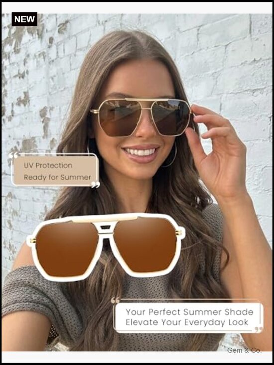 Square Aviator Sunglasses Polarized UV400 Tangle Free Full Frame main image 4
